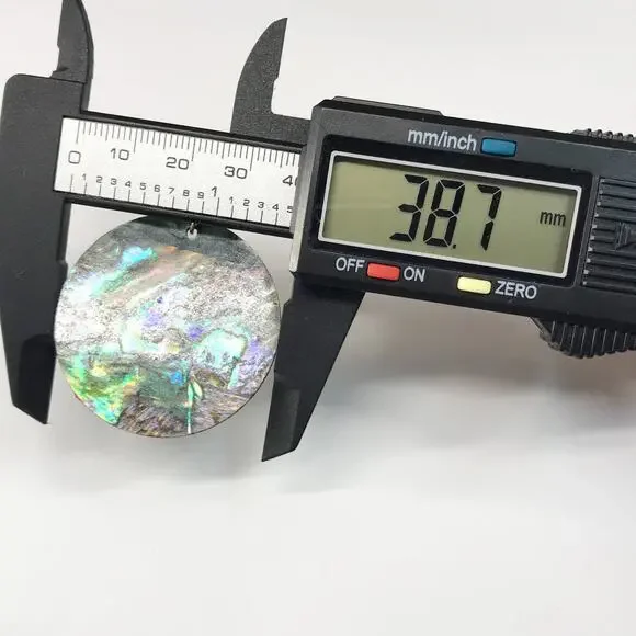 Vintage MOP Mother of Pearl Abalone Shell Round Disc Hook Earrings Oversized - Picture 4 of 9